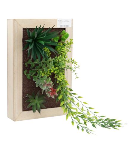 Cadre mural avec plante succulente artificielle 20 x 30 cm