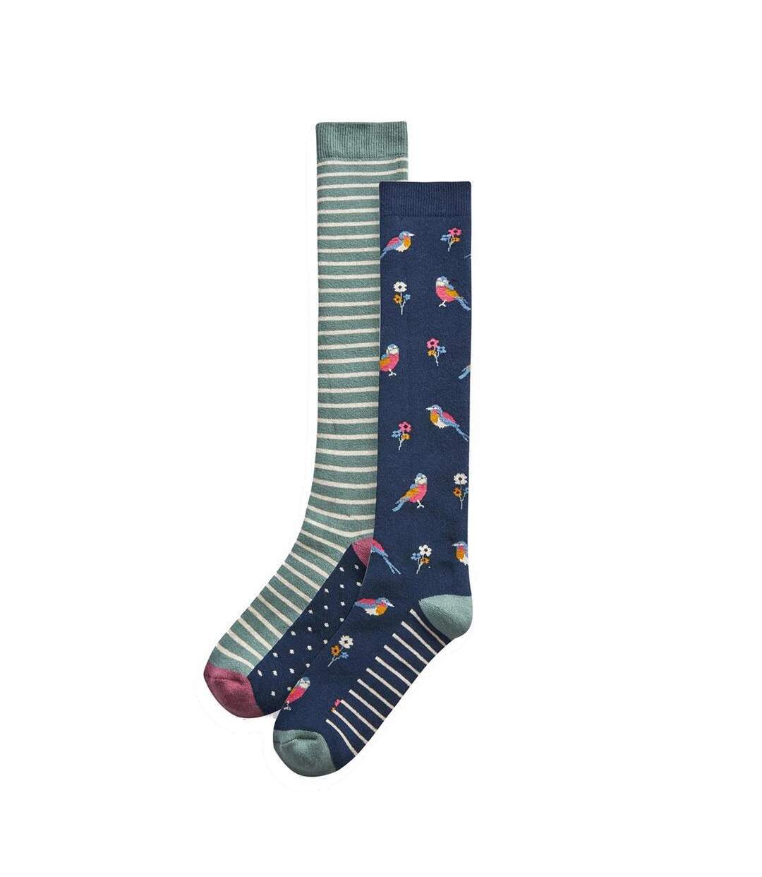 Pack Of 4  Womens/ladies Floral Stripes Socks  Multicoloured Ex Store-4