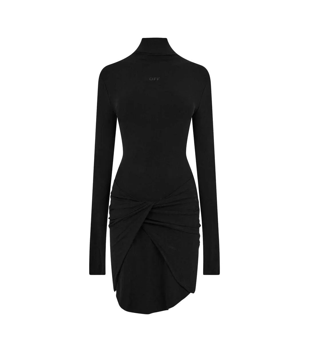 Womens/ladies Twist Midi Dress Black Off-White-2