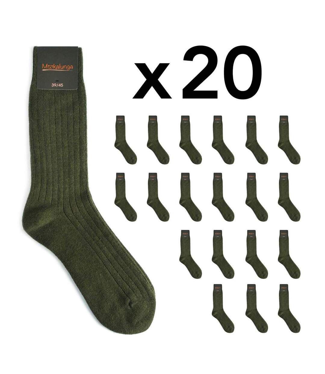 Chaussettes homme Mokalunga   (Lot de 20 paires) - Fabriqué en UE