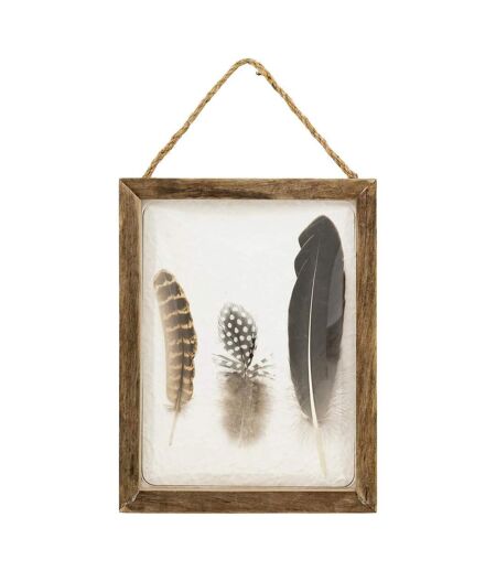 Déco Murale Bombée Plumes Jonas 34cm Marron