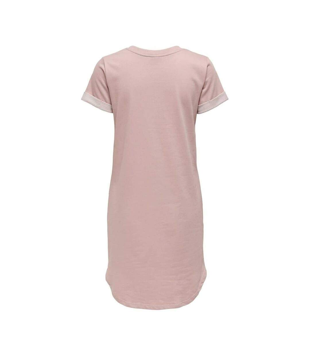 Womens/ladies Crew Neck Mini Shirt Dress Rose Only-3