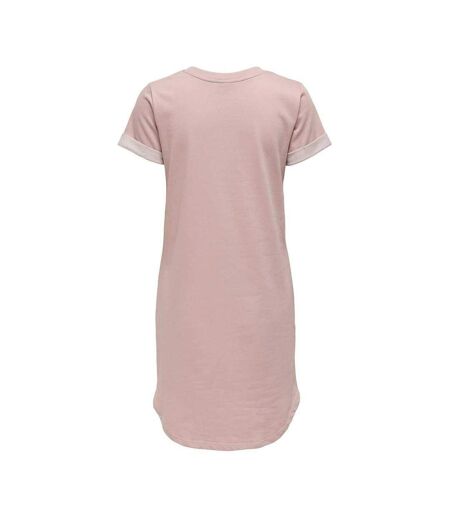 Womens/ladies Crew Neck Mini Shirt Dress Rose Only