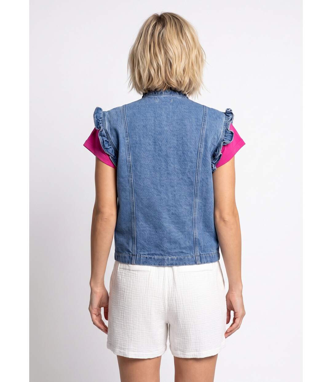 Veste en jean volantée sans manches-2