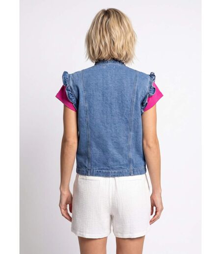 Veste en jean volantée sans manches