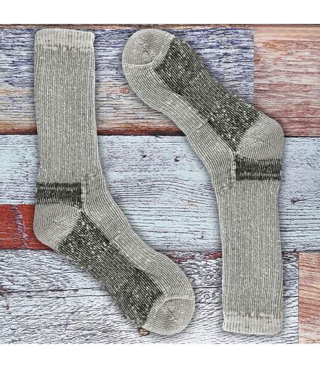 Mens 6 Pairs Multipack Crew Wool Socks: Reinforced Heel & Toe