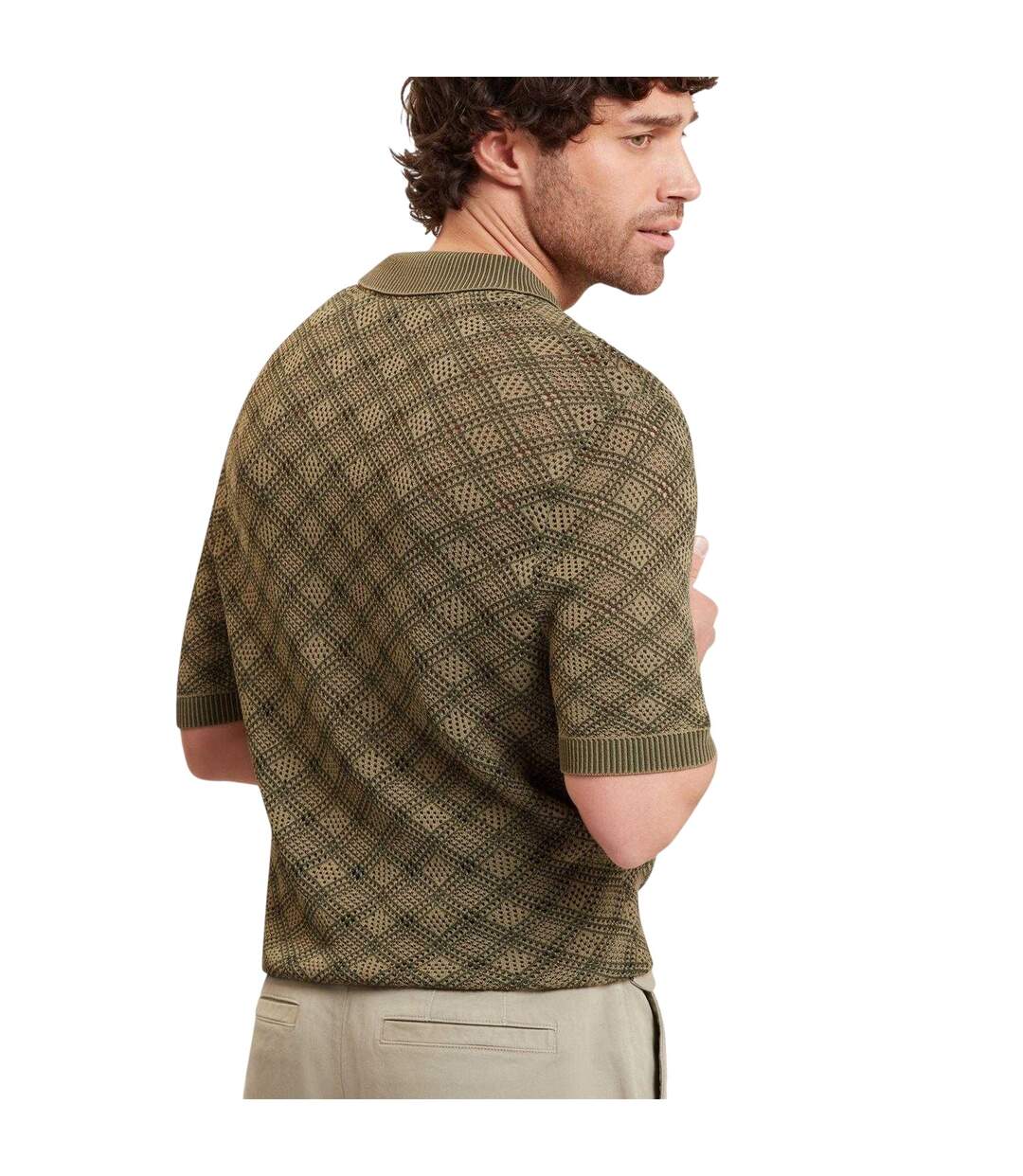 Mens Geometric Polo Shirt Khaki Ted Baker-3