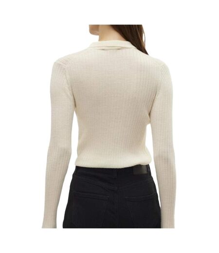 Polo manches longues écru femme vero moda mohana - l