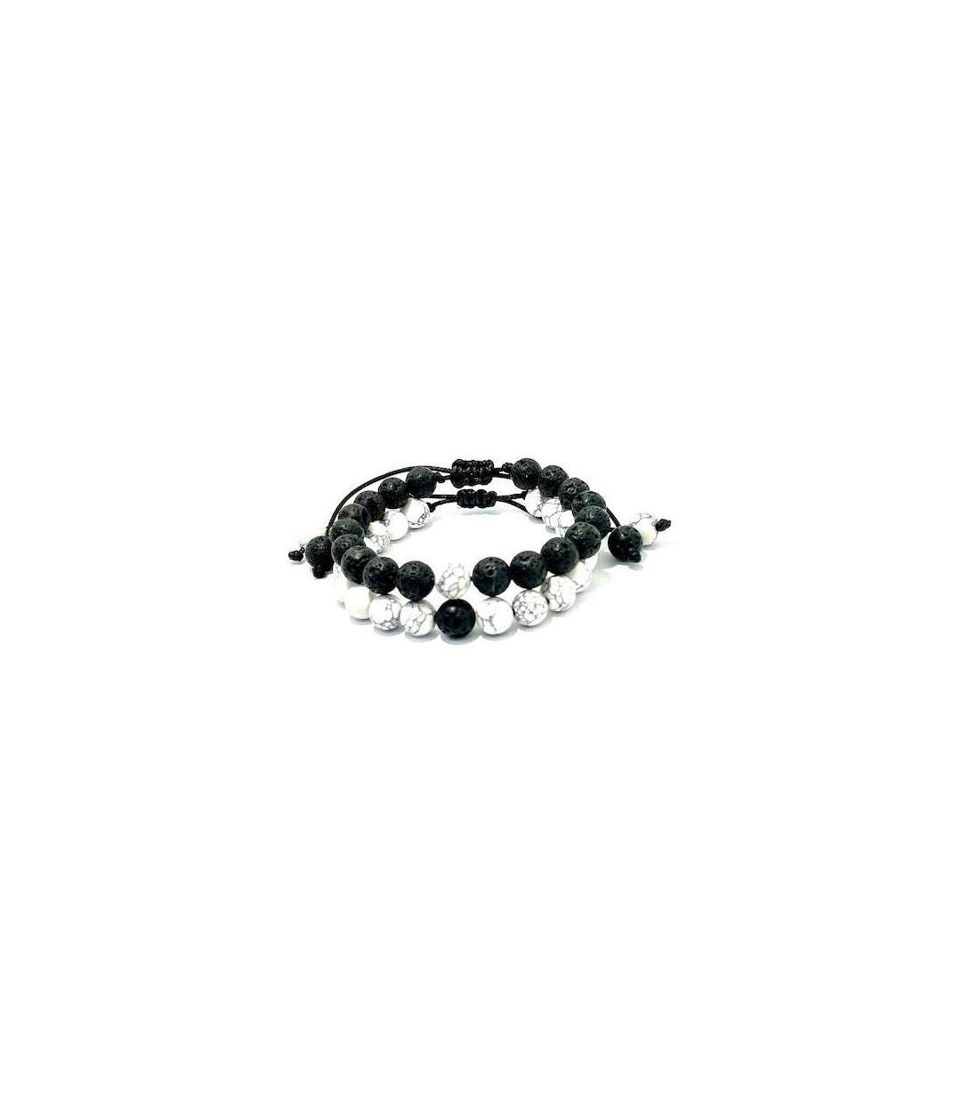 Bracelet distance en Howlite et basalte-1