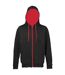 Awdis Mens Varsity Hooded Sweatshirt / Hoodie / Zoodie (Jet Black/Fire Red) - UTRW182