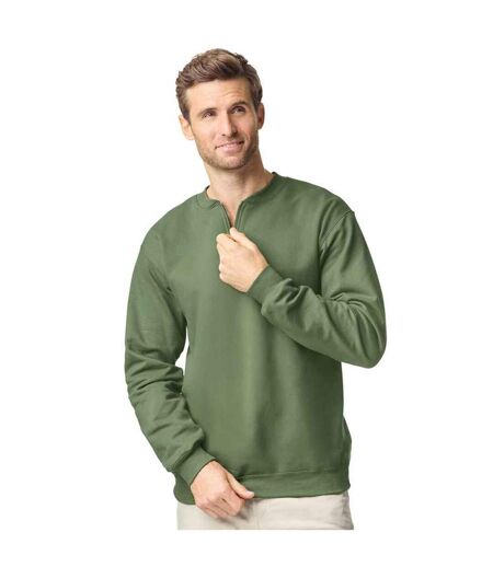 Unisex Adult Softstyle Midweight Quarter Zip Sweatshirt Military Green Gildan