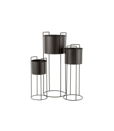 Lot de 3 Cache-Pots sur Pied Métal 80cm Noir