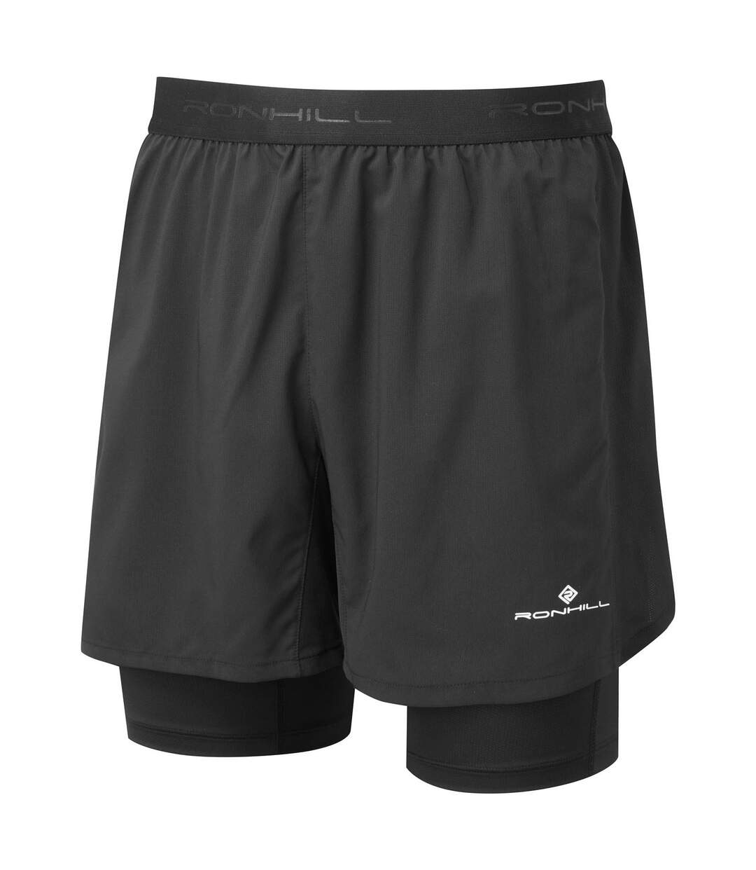 Short tech 5 twin homme noir Ronhill-1