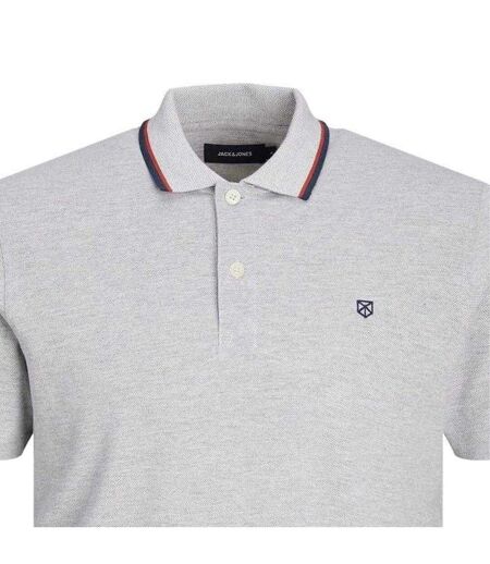 Mens Regular Short-sleeved Polo Shirt Light Grey Melange Marl Jack And Jones