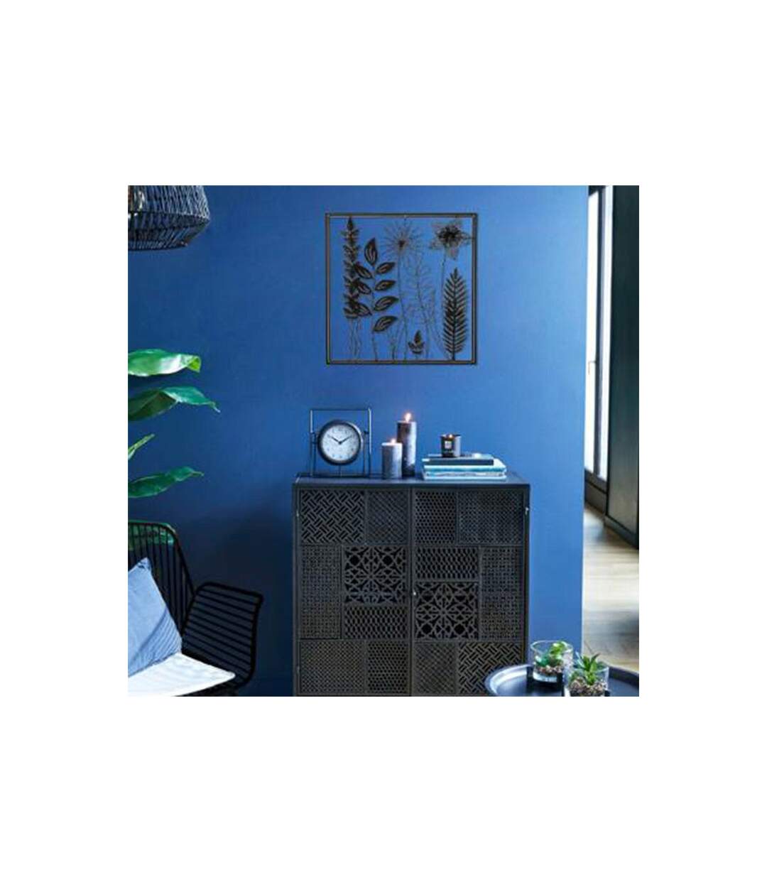 Décoration Murale en Métal Feuillu 40cm Noir-3