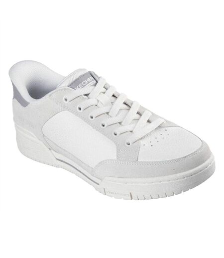 Mens Leather Flat Trainers Off White Skechers