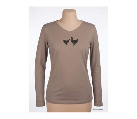 Tee-shirt MAYFLOWER NAPOLI2 beige à sérigraphie poule : confort naturel et style champêtre
