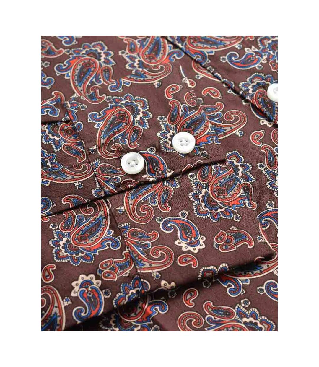 Chemise Manches Longues Motif/style Cachemire Homme Bordeaux Lambretta-4