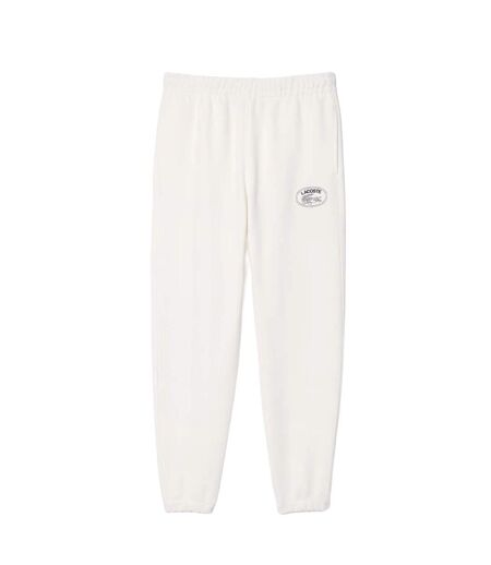 Womens/ladies Embroidered Straight Leg Jogging Bottoms Cream Lacoste