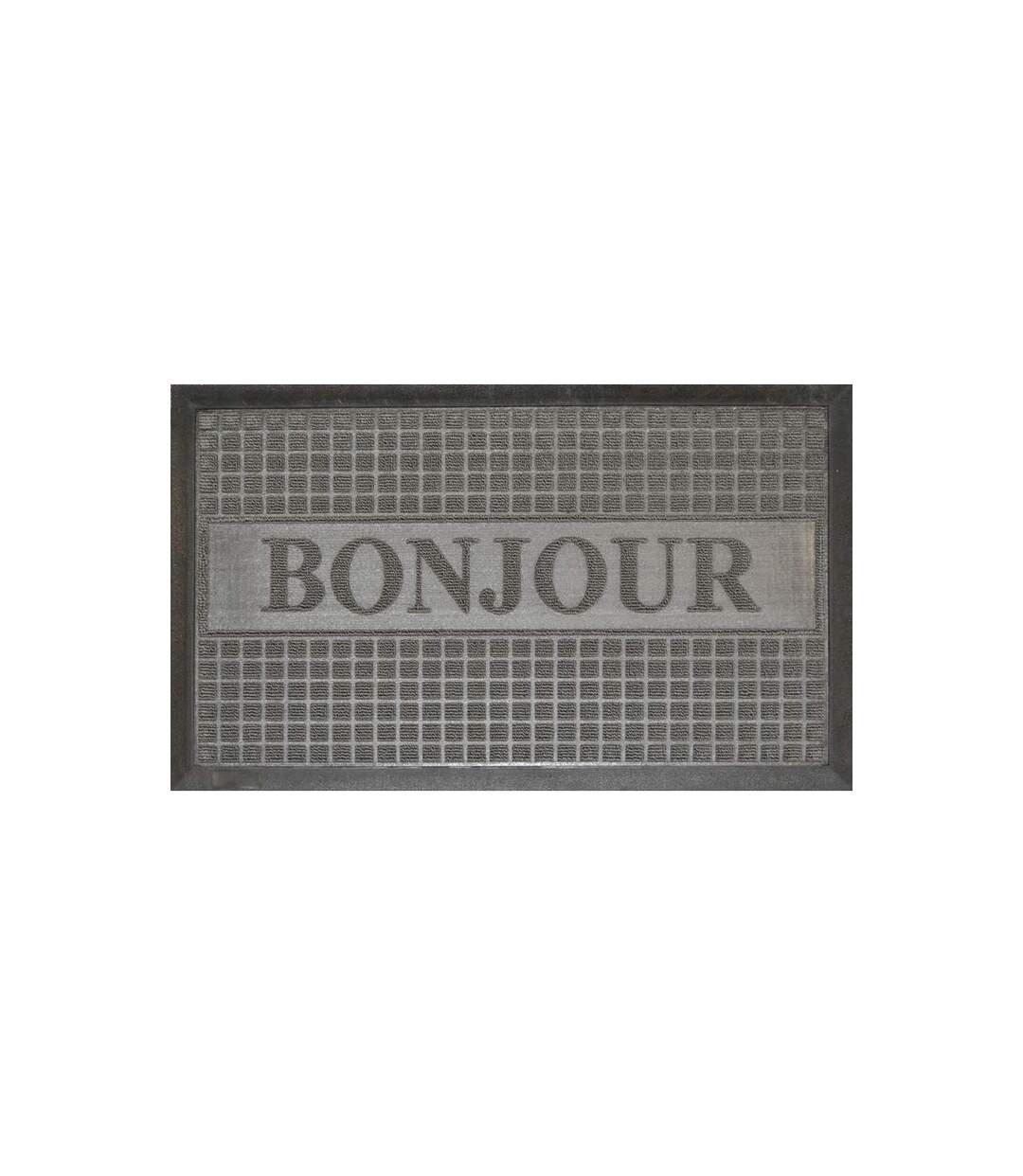 Tapis d'Entrée Bonjour 45x75cm Gris-1