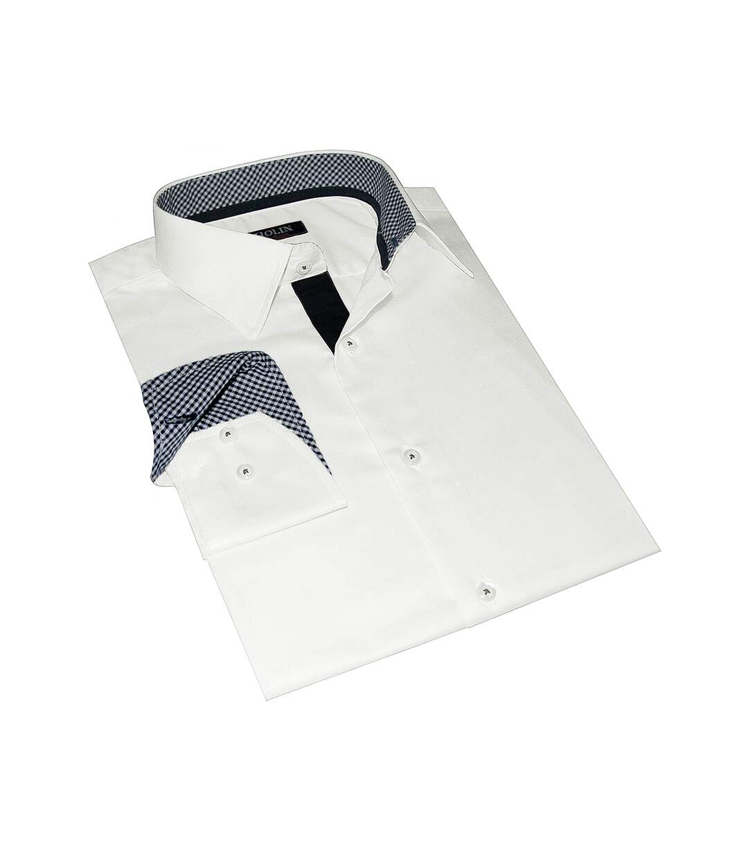 Chemise en Coton Blanche/Vichy Marine