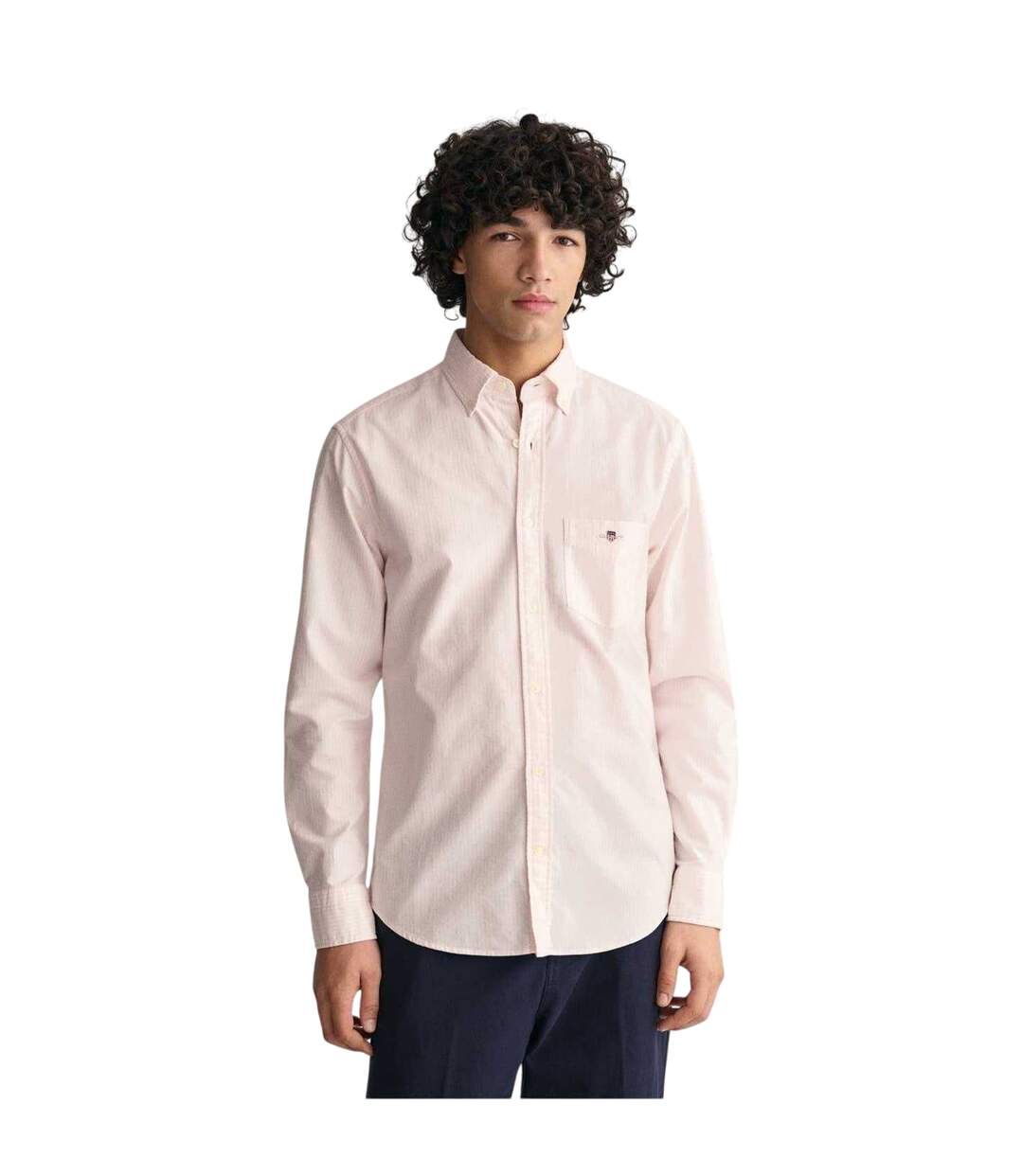 Mens Classic Stripe Detail Oxford Button-down Shirt Pale Pink Gant-2