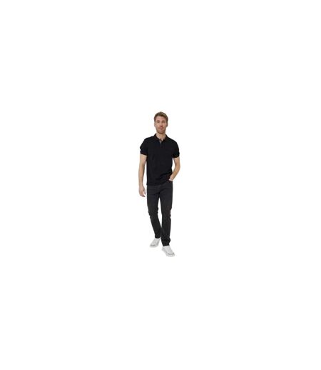 Mens Regular Rolled Short Sleeves Polo Shirt Black Threadbare