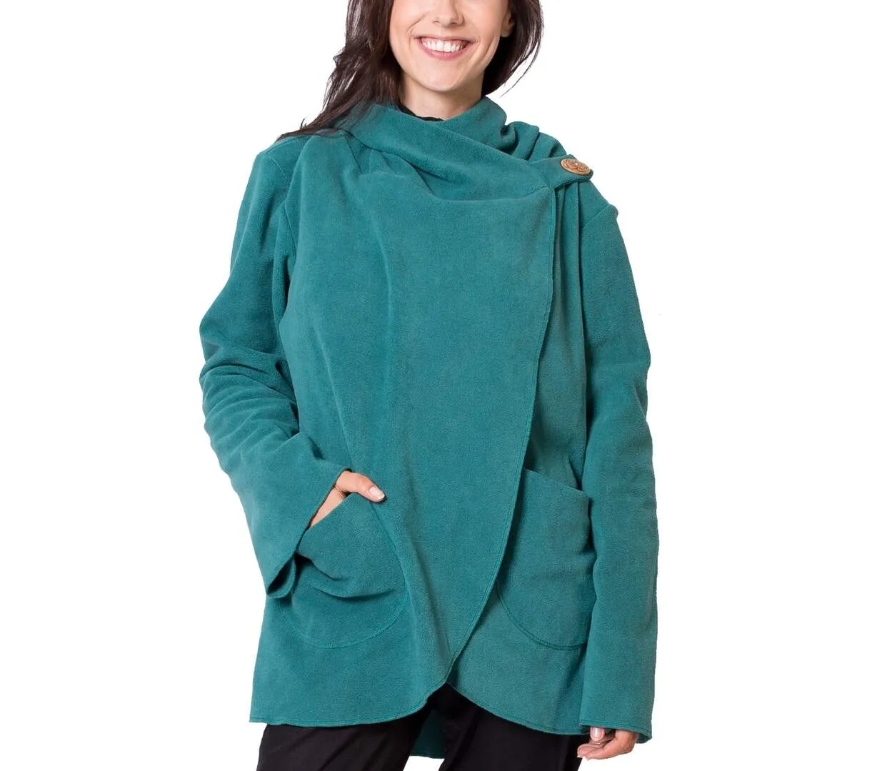 Veste polaire à capuche ethnique OTTAWA verte Coton Du Monde-1