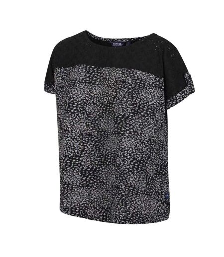 Haut Manches Courtes Roulées Motif/style Abstrait Jaida Femme Noir Abstrait Regatta