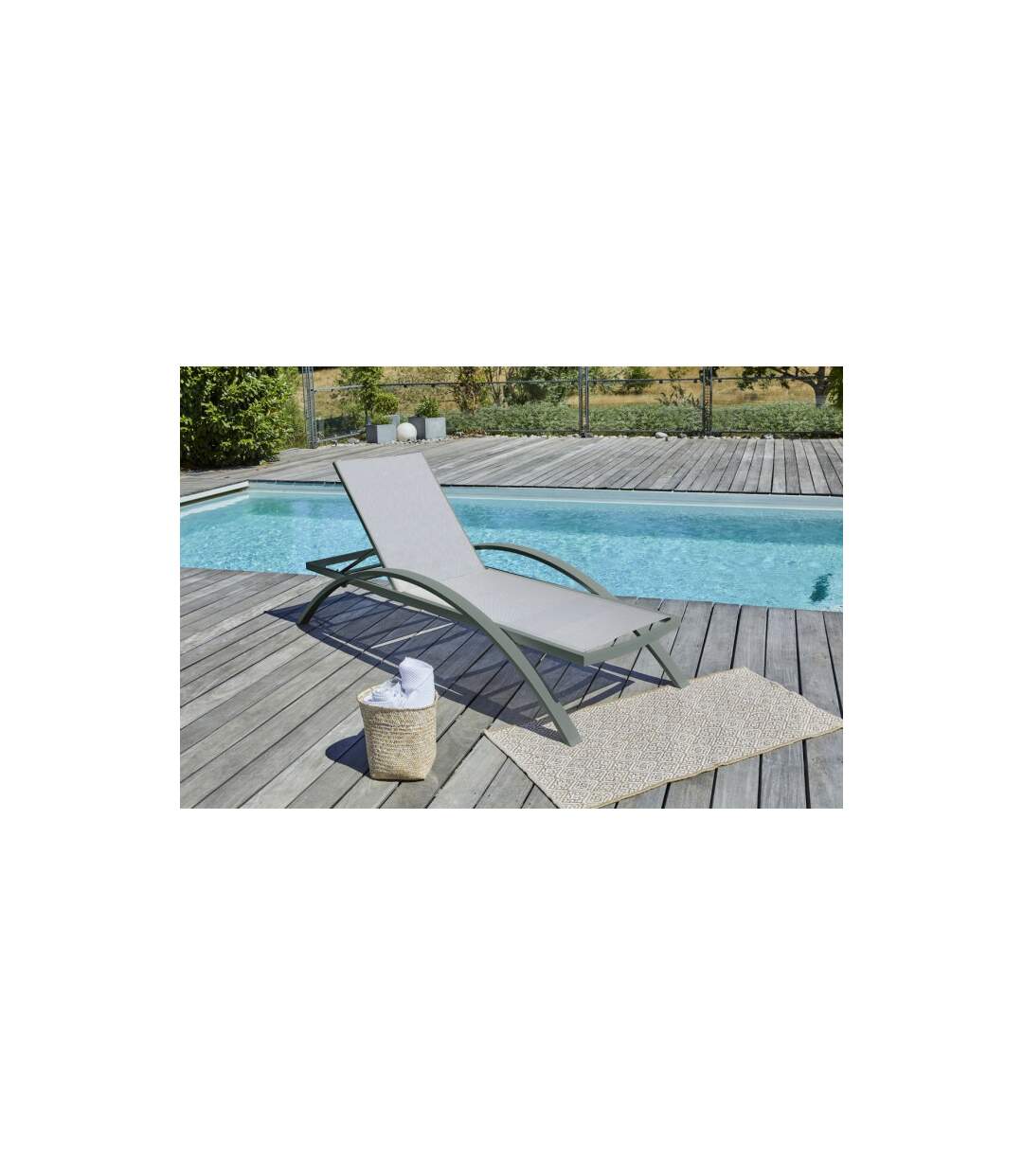 Lot de 2 Bains de Soleil Empilables Barcelona 195cm Kaki-5
