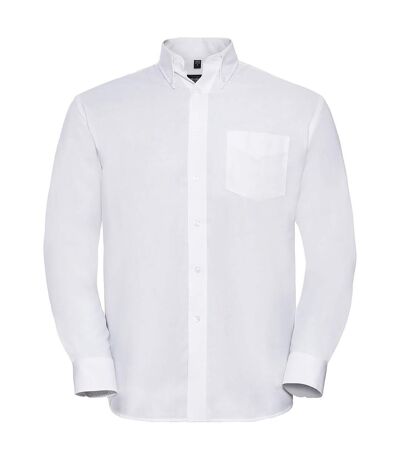 Collection mens long sleeve easy care oxford shirt white Russell