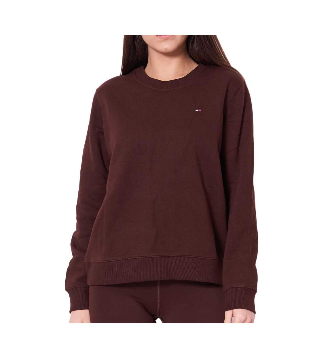 Sweat marron femme tommy hilfiger tjw reg s flag-1