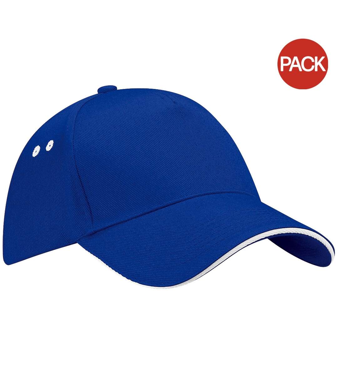 Lot de 2  Casquette adulte unisexe bleu roi vif/blanc Beechfield-1