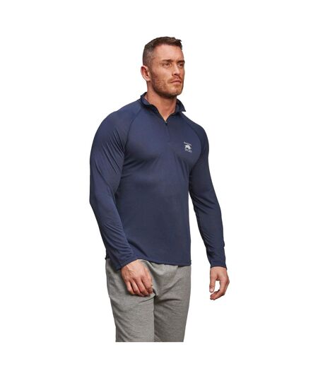 Mens performance quarter zip long-sleeved track top navy Raging Bull