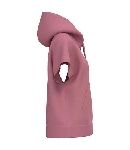 Womens/ladies French Terry Short-sleeved Hoodie Antique Rose Native Spirit