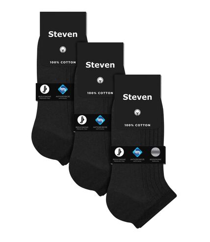 Steven - 3 Pairs Mens 100% Cotton Ankle Socks