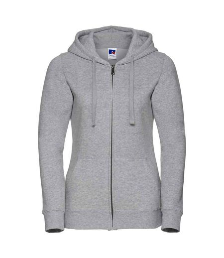 Womens/ladies authentic full zip hoodie light oxford Russell