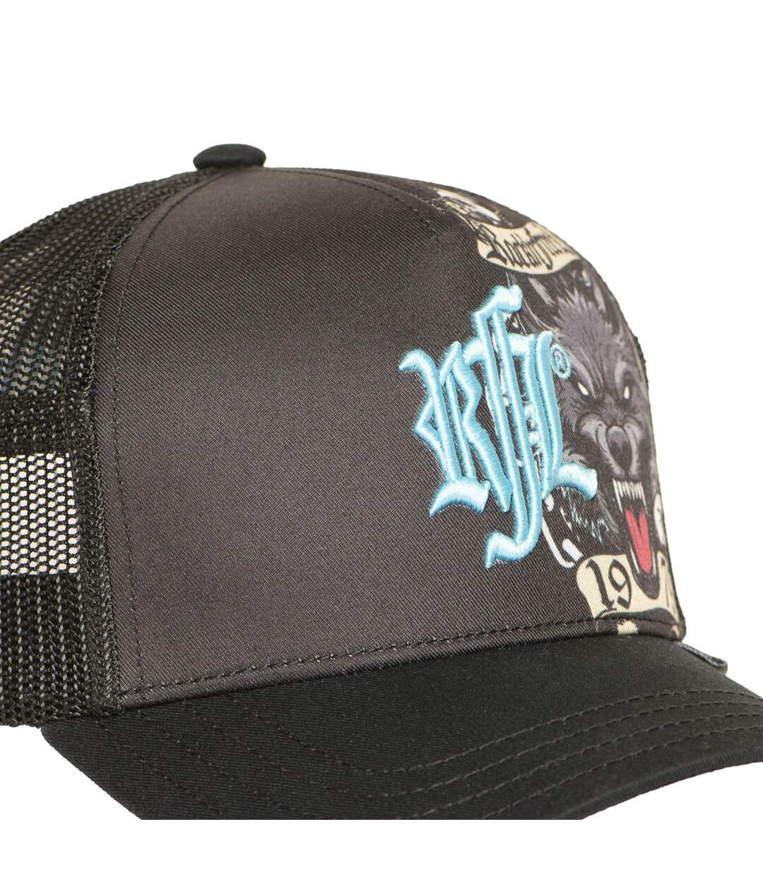 Casquette trucker imprimée avec filet Chained Wolf Rock'n Free Life-3