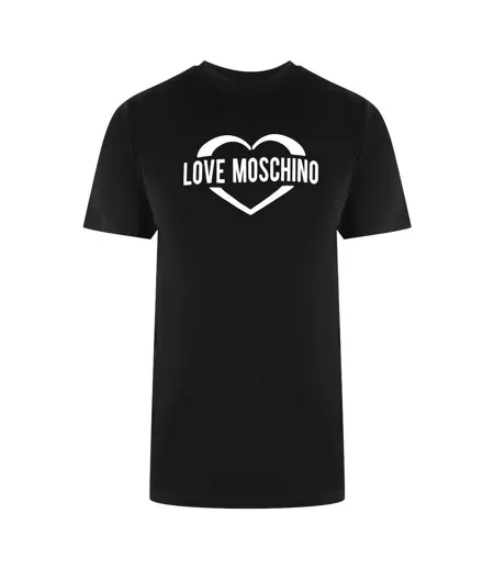 Womens/ladies Heart Logo T-shirt Black Love Moschino