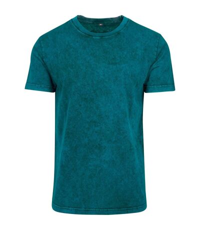 Build your Brand T-shirt délavé à l'acide pour hommes (Bleu sarcelle / noir) - UTRW6245