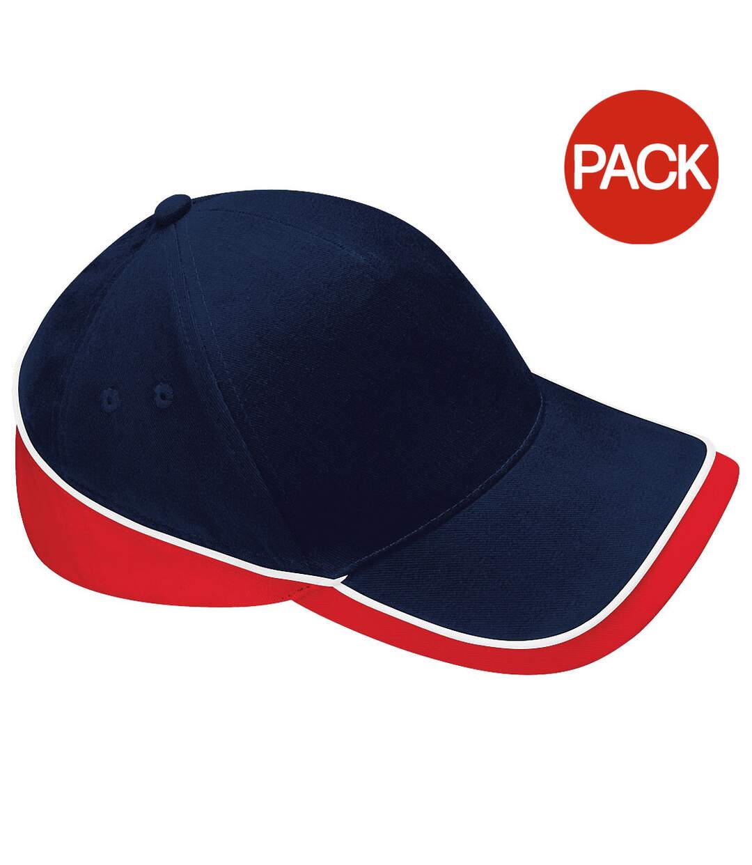 Beechfield Unisex Teamwear Competition Cap Baseball / Headwear (Pack of 2) (French Navy/Classic Red) - UTRW6722-1