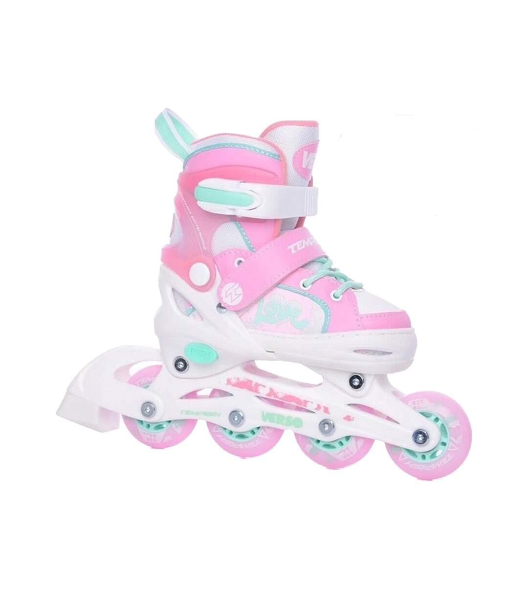 Patins À Roulettes Alignées Enfant 30,5-33 Fr Blanc Rose Bleu Tempish-1