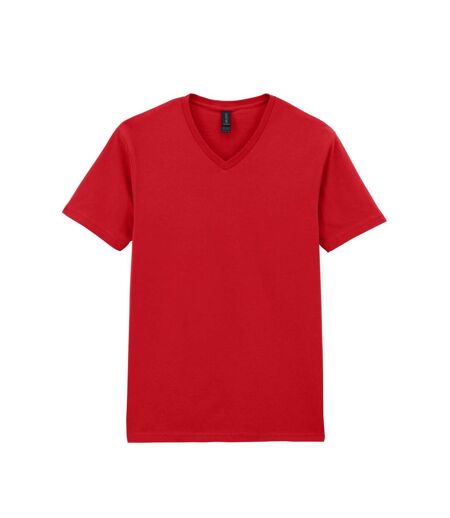 T-shirt À Manches Courtes Et Col En V Homme Rouge Vif Gildan