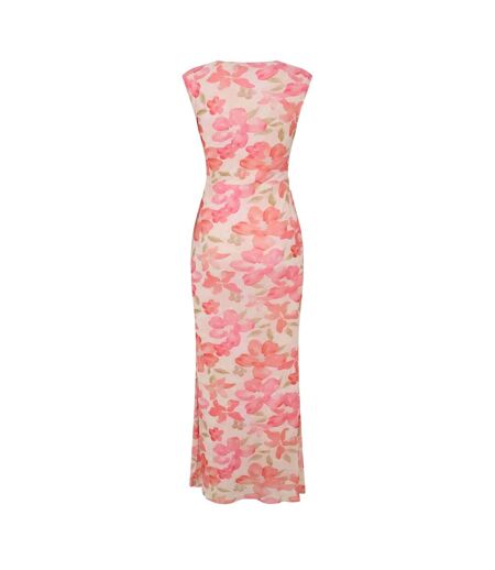 Womens/ladies Floral All-over Print Maxi Dress Pink White I Saw It First