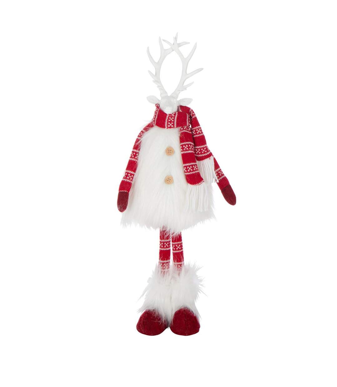Cerf Imitation Fourrure Foulard 54cm Blanc & Rouge-1