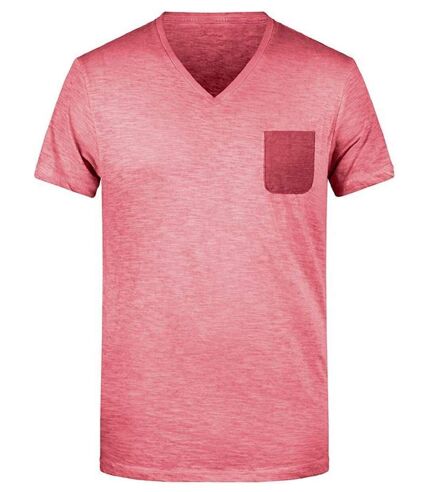 T-shirt bio col V - Homme - 8016 - rouge chili