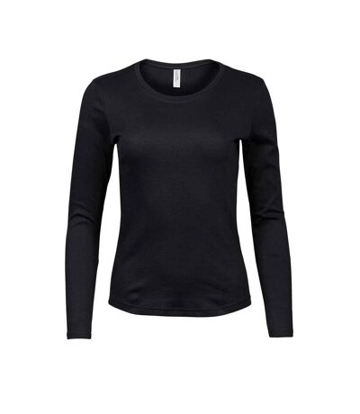 Tee Jays Womens/Ladies Interlock Long-Sleeved T-Shirt (Black)