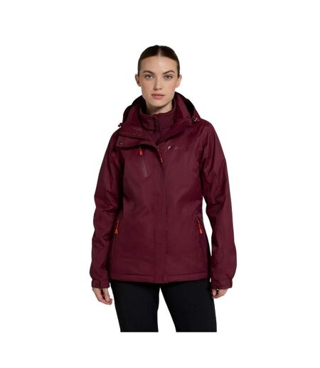 Womens/ladies bracken extreme 3 in 1 waterproof jacket burgundy Mountain Warehouse