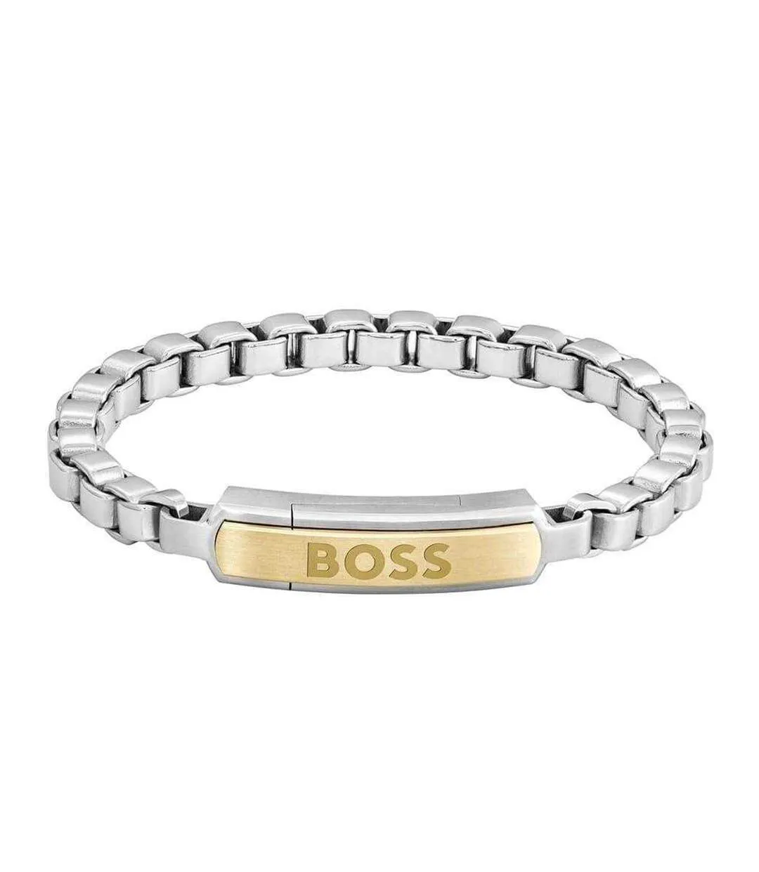 Mens Devon Black Ion Plating Bracelet One Size Light Yellow Steel Boss-1