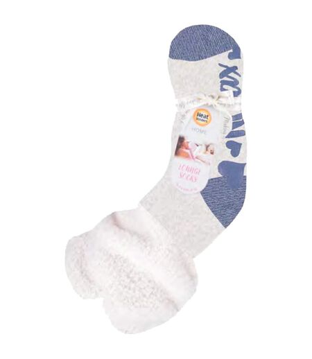 Heat Holders - Ladies Soft Fluffy Slouch Top Non Slip Slipper Thermal Bed Socks with Grippers